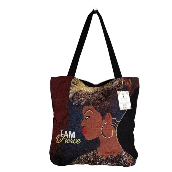 Shades Of Color Jacquard Sylvia "Gbaby"  "I Am Fierce" Tote - Picture 1 of 6